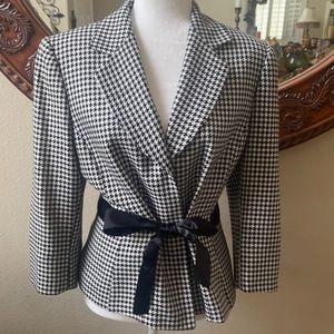 Isabella DeMarco houndstooth jacket ribbon belt